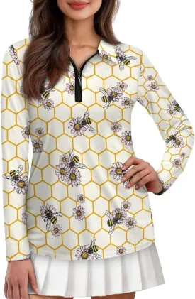 Talayituse Women's Long Sleeve Golf Polo Shirts UPF50  Half Zip Pullover Workout Tops Athletic Tennis Shirt Outfits
