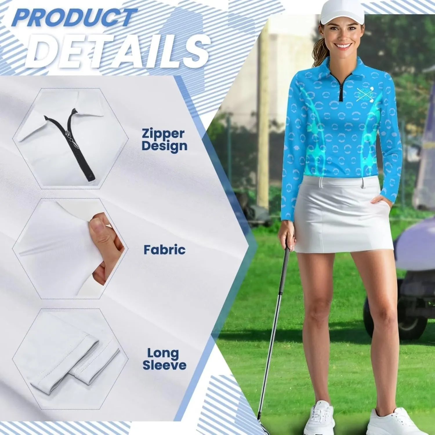 Talayituse Women's Long Sleeve Golf Polo Shirts UPF50  Half Zip Pullover Workout Tops Athletic Tennis Shirt Outfits
