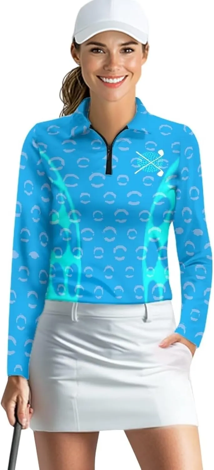 Talayituse Women's Long Sleeve Golf Polo Shirts UPF50  Half Zip Pullover Workout Tops Athletic Tennis Shirt Outfits