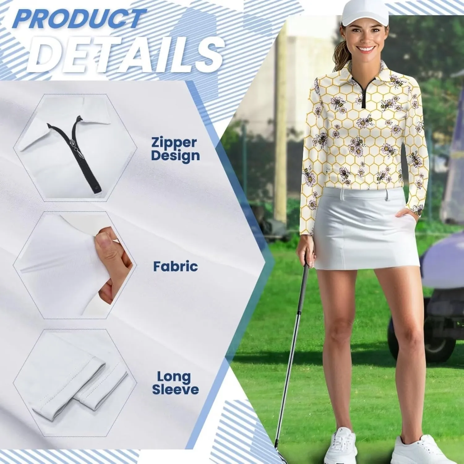 Talayituse Women's Long Sleeve Golf Polo Shirts UPF50  Half Zip Pullover Workout Tops Athletic Tennis Shirt Outfits