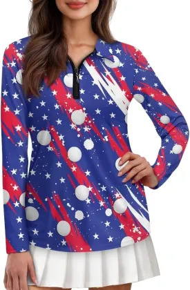 Talayituse Women's Long Sleeve Golf Polo Shirts UPF50  Half Zip Pullover Workout Tops Athletic Tennis Shirt Outfits