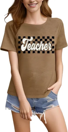 Teacher Shirts Women Teacher Life Shirt Funny Teacher Graphic Tees Vintage Teacher Gifts Teach Casual Summer Tops