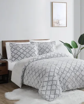 TEXTURED OGEE 3 PIECE COMFORTER SET