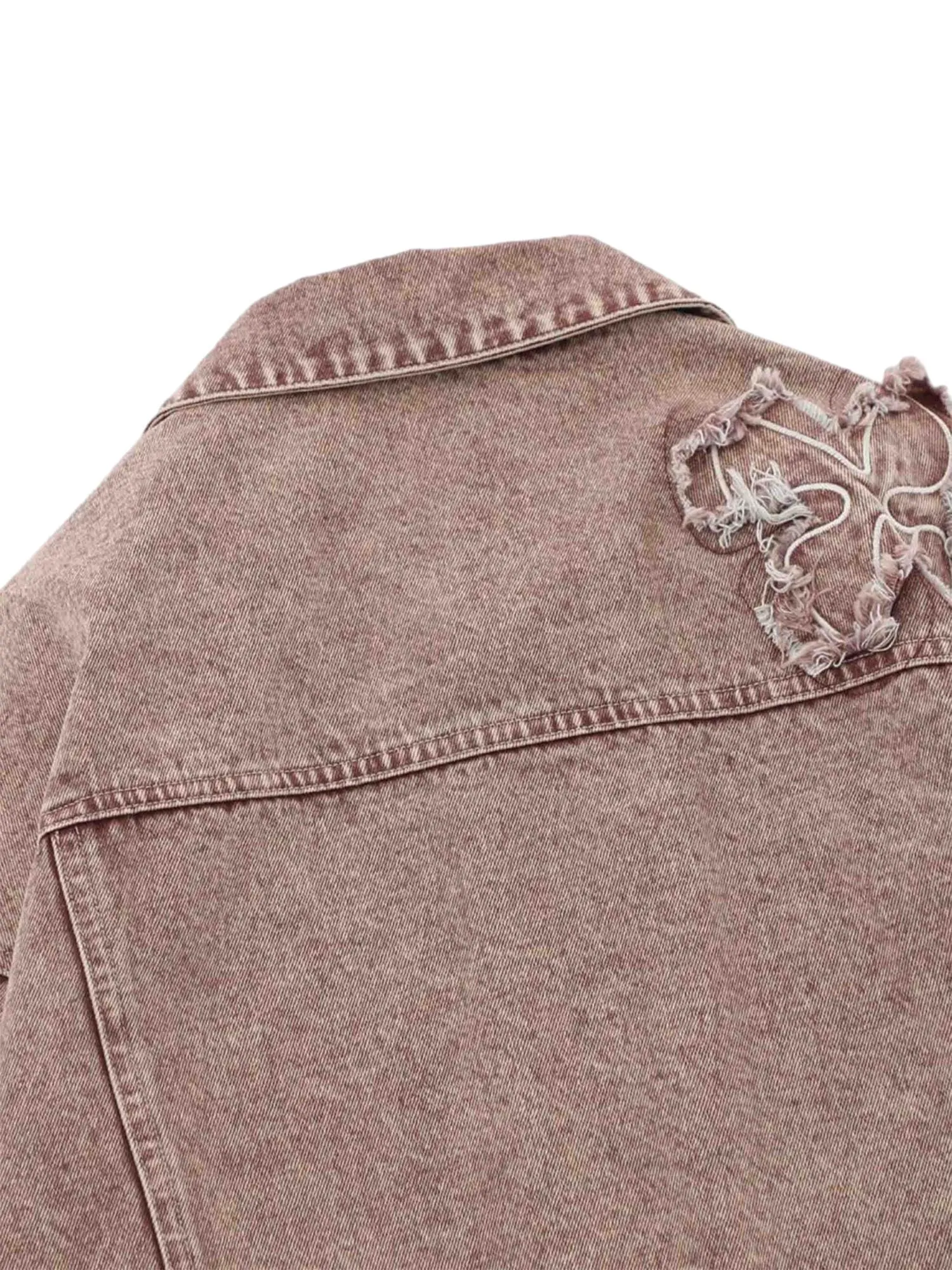 Thesupermade Floral Patch Embroidered Denim Jacket