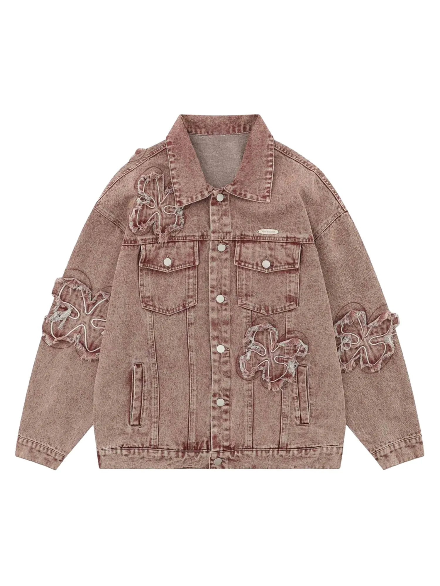 Thesupermade Floral Patch Embroidered Denim Jacket