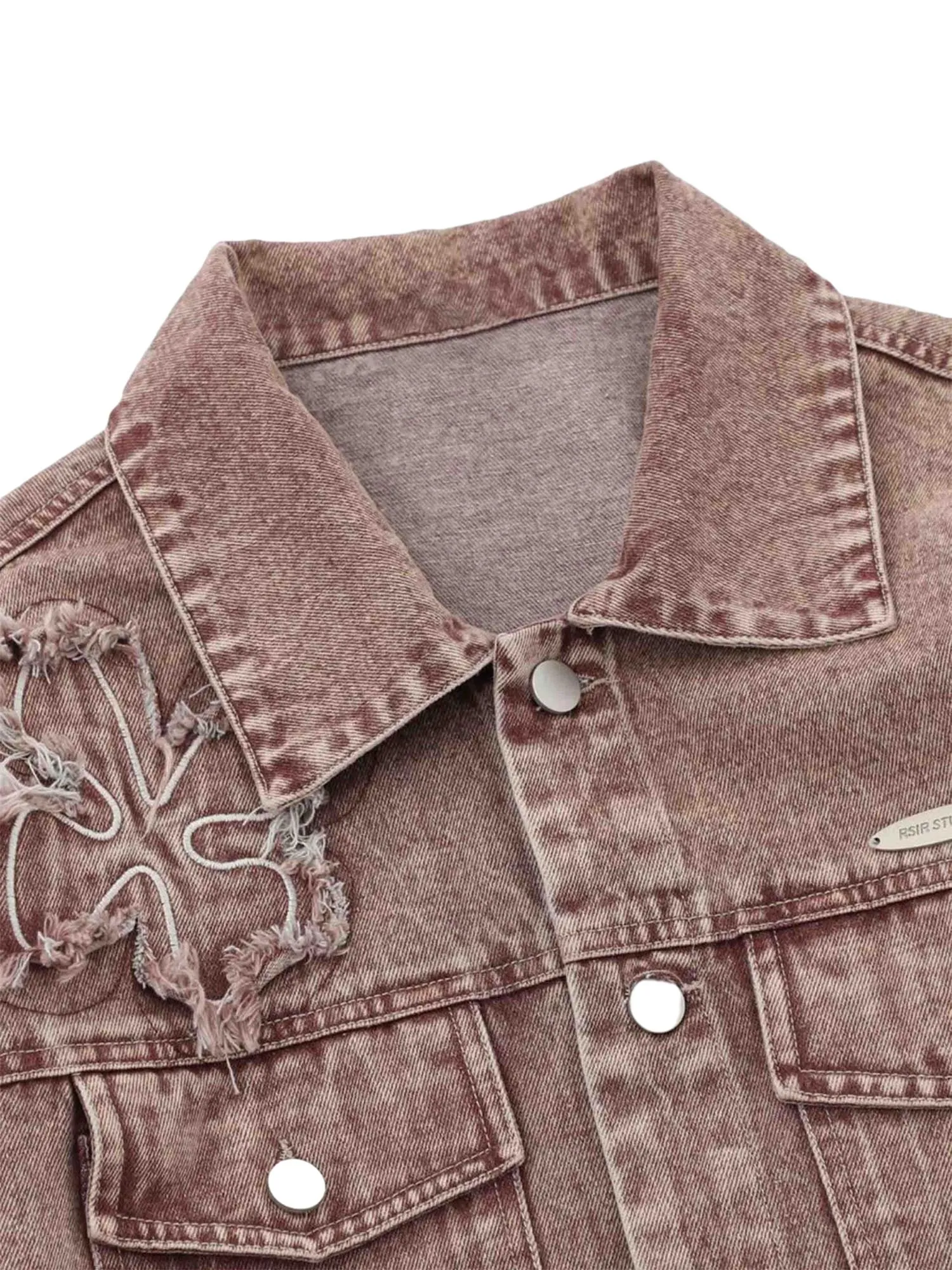 Thesupermade Floral Patch Embroidered Denim Jacket