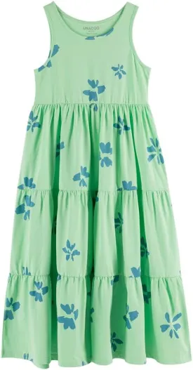 UNACOO Kids Girls 100% Cotton 1 or 2 Packs Sleeveless Long Maxi Tiered Dress (Age 3-12 Years)