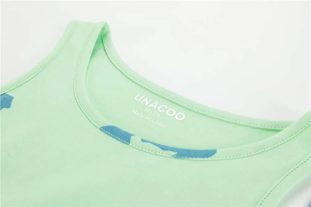UNACOO Kids Girls 100% Cotton 1 or 2 Packs Sleeveless Long Maxi Tiered Dress (Age 3-12 Years)