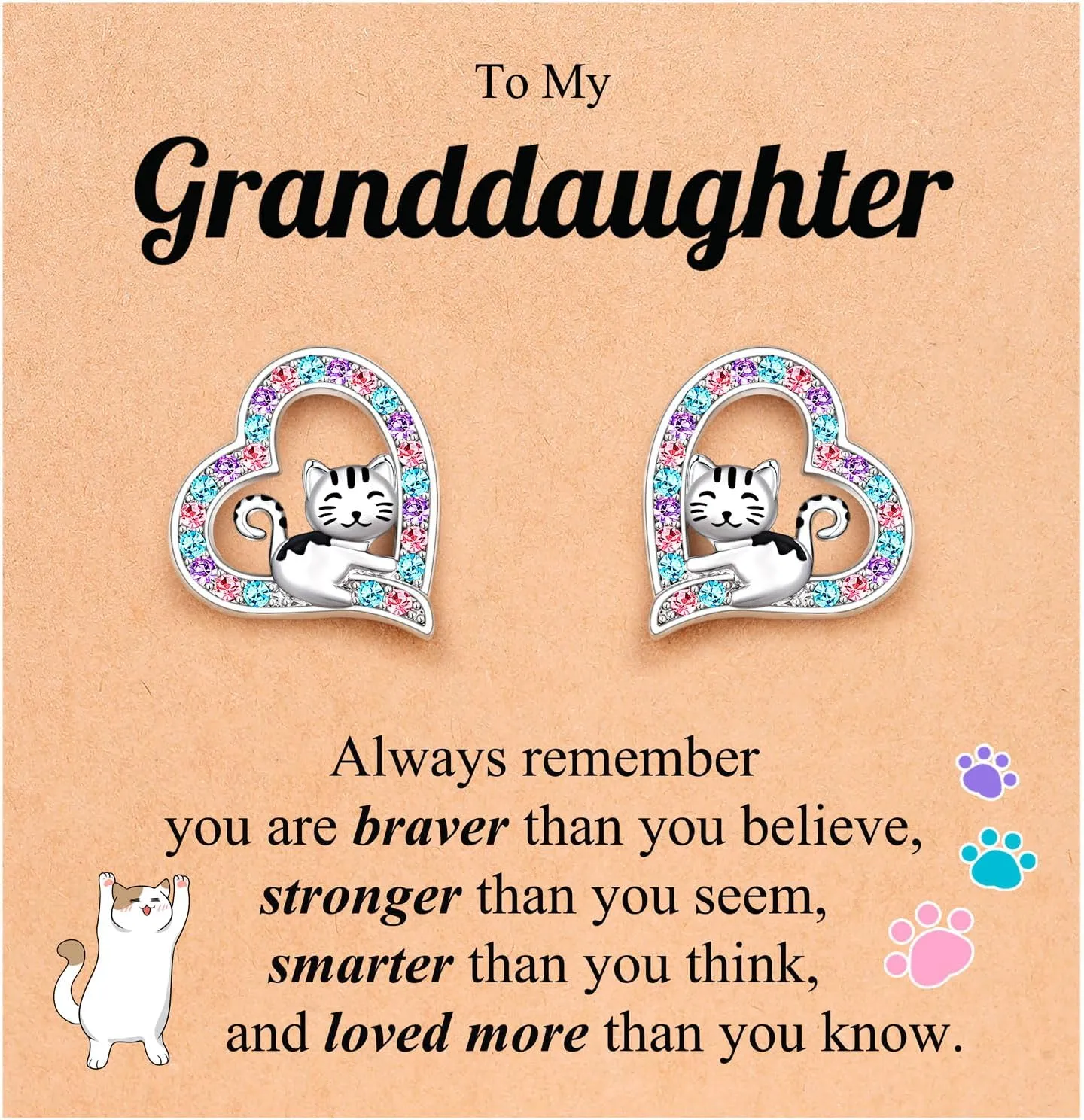 UPROMI Hypoallergenic Cat Earrings for Daughter/Granddaughter, Valentines Christmas Birthday Gifts for Girls