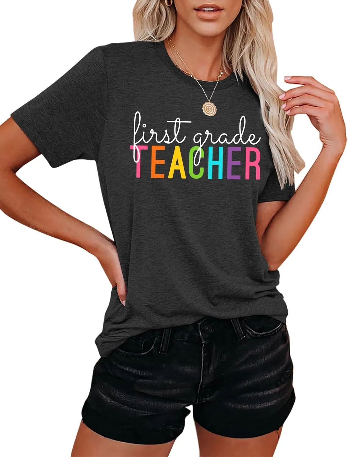 VVNTY Women Teacher Shirts First Grade: 1st Grade Teachers T-Shirt Back to School Gift Tops