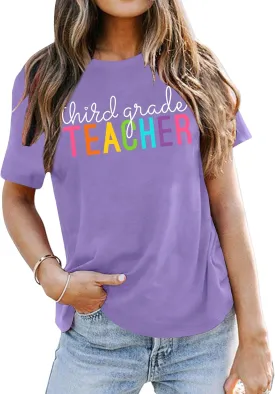 VVNTY Women Teacher Shirts First Grade: 1st Grade Teachers T-Shirt Back to School Gift Tops