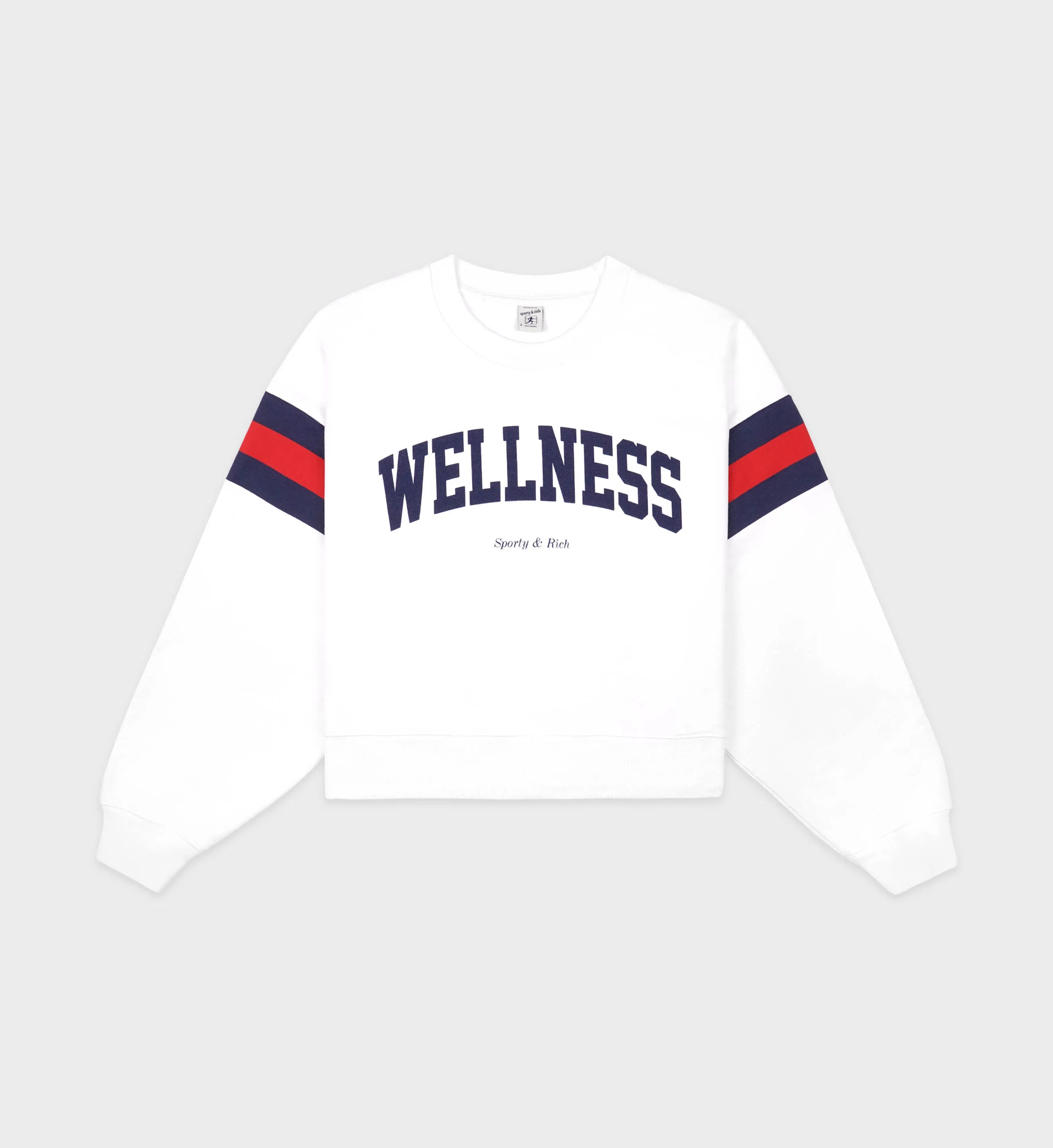 Wellness Ivy Rugby Crewneck - White/Navy/Red