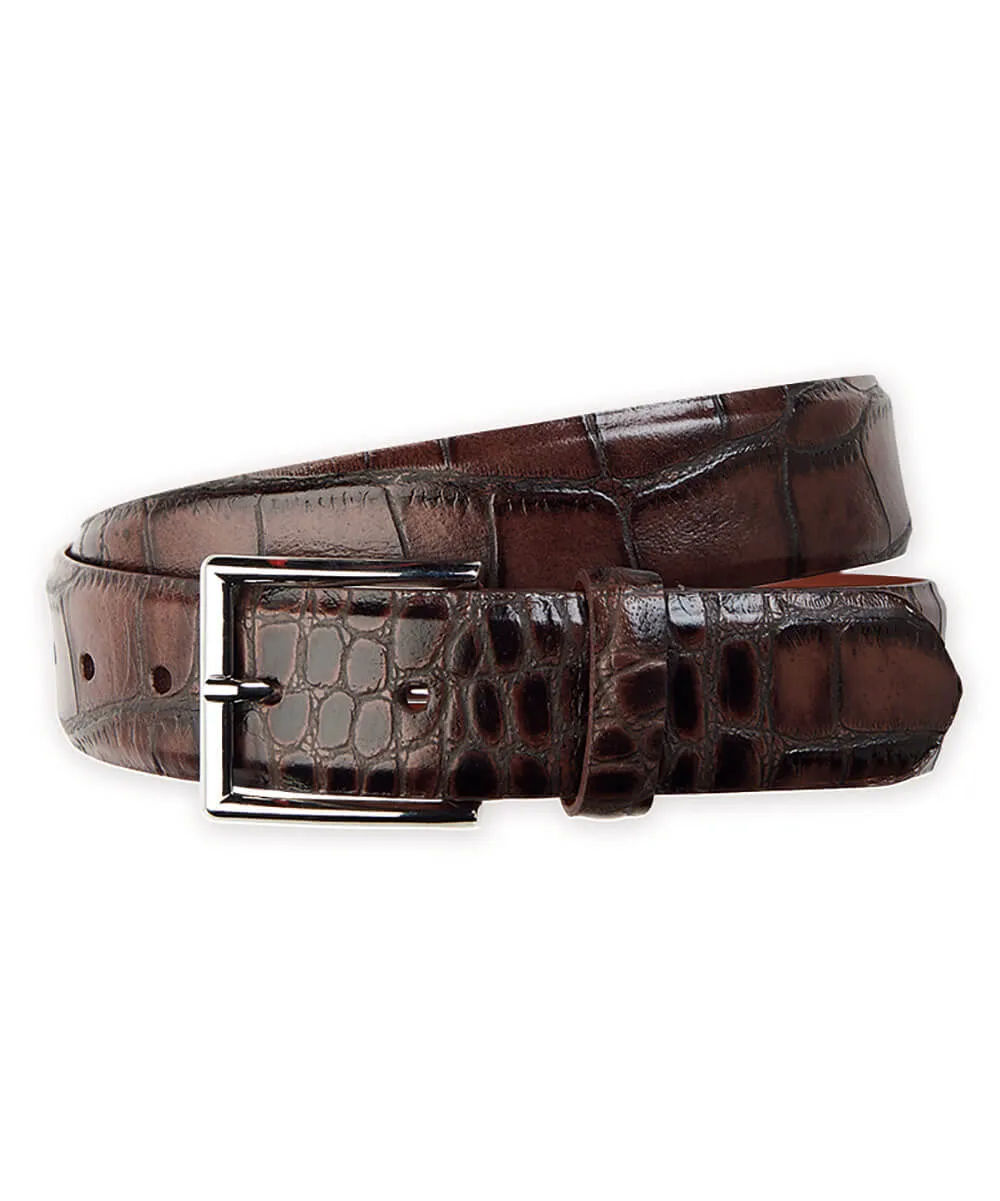 w.kleinberg Embossed Croc Calf Leather Belt