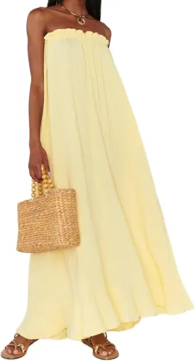 Women Floral Print Maxi Tube Dress Strapless Flowy Long Bandeau Dress Y2K Open Back Sundress Summer Beachwear