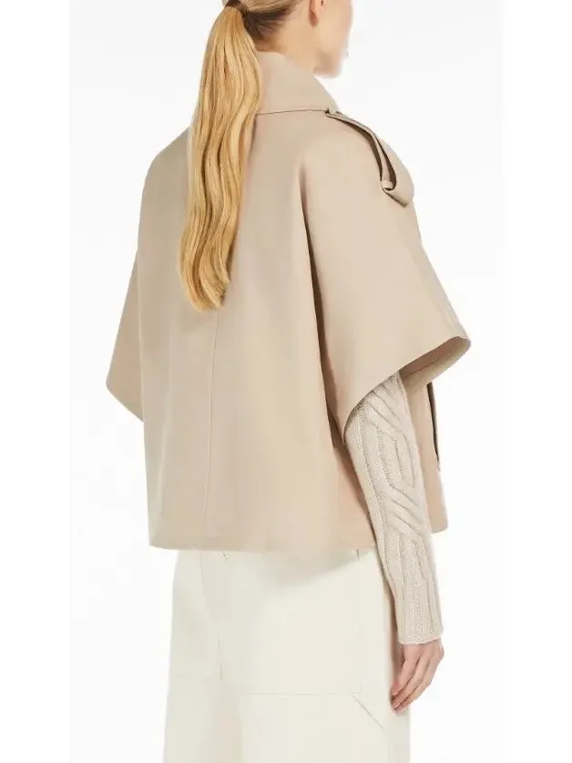 Women’s Beige Short-Sleeve Trench Jacket with Buckled Leather Belt Tab