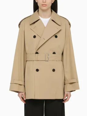 Women’s Belted Double-Breasted Beige Trench Jacket