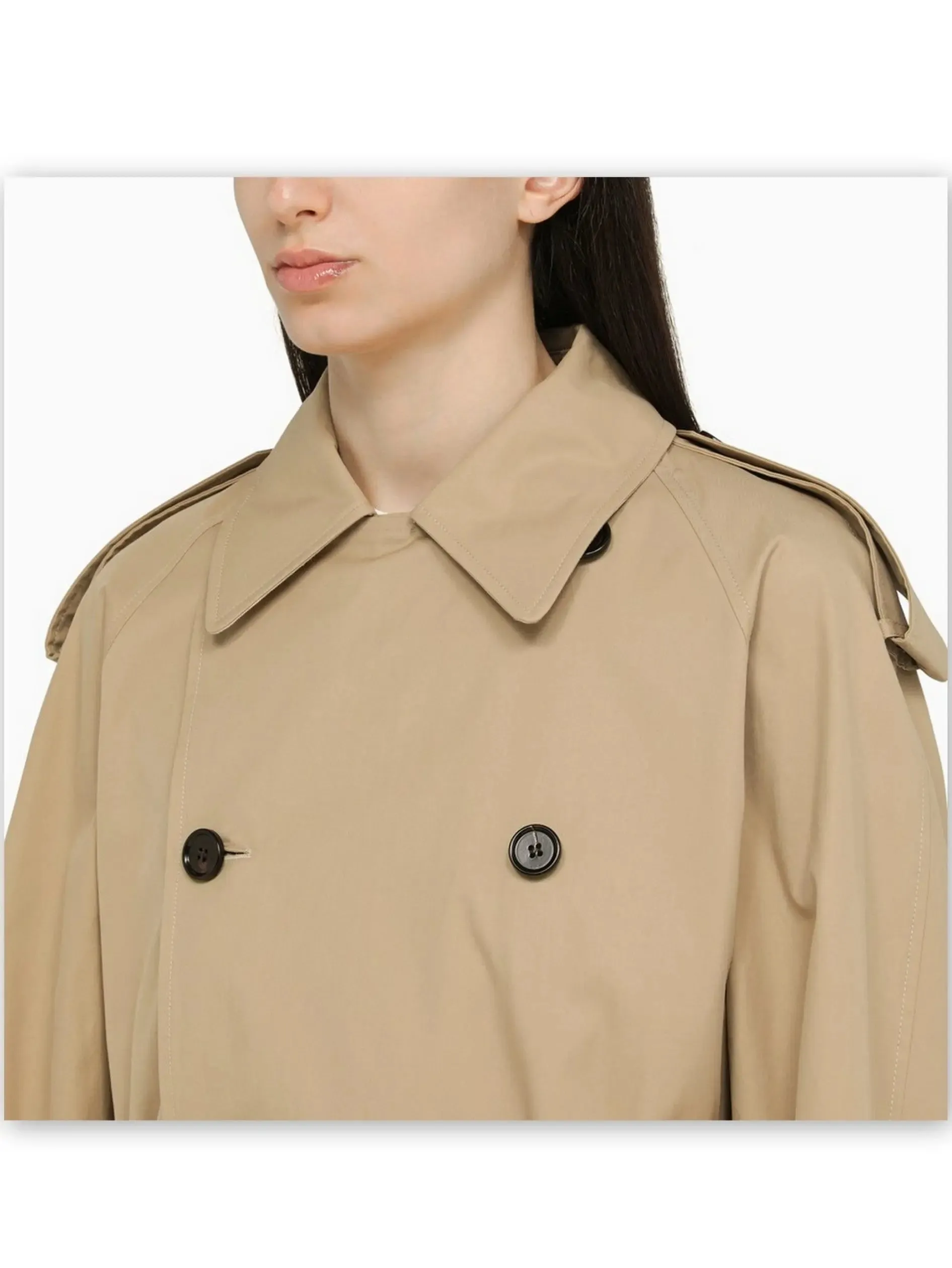 Women’s Belted Double-Breasted Beige Trench Jacket