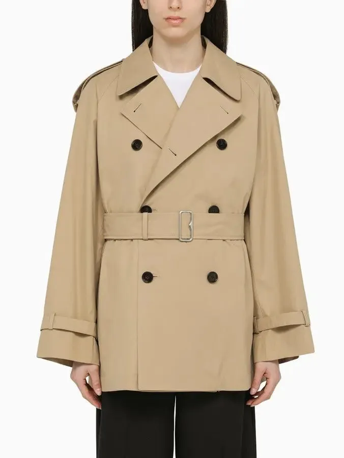 Women’s Belted Double-Breasted Beige Trench Jacket