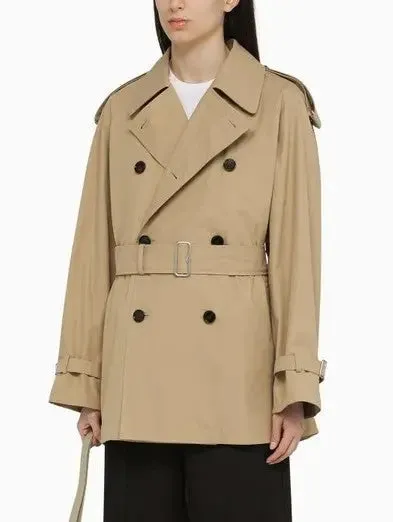 Women’s Belted Double-Breasted Beige Trench Jacket