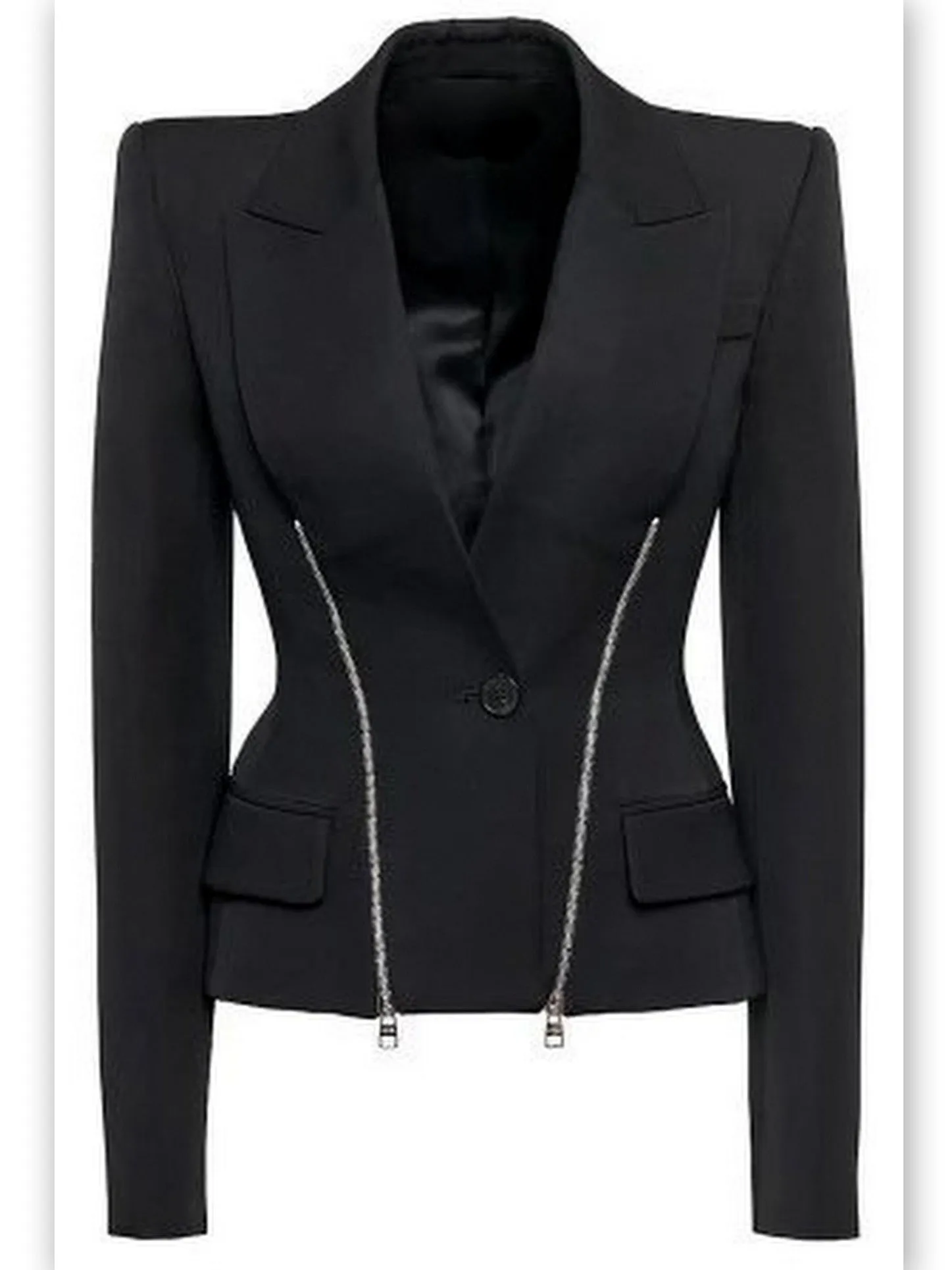 Women’s Black Double Zip Blazer Jacket