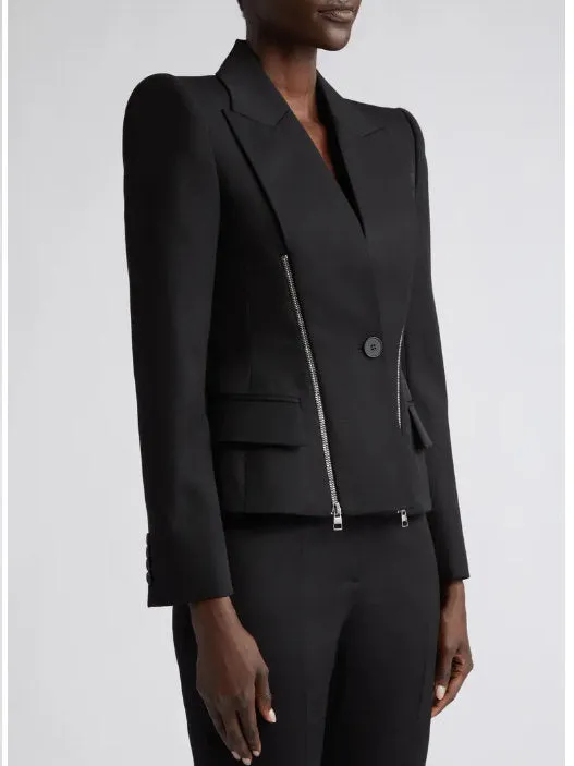 Women’s Black Double Zip Blazer Jacket