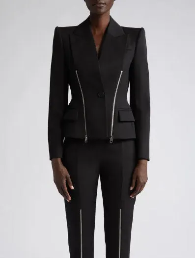 Women’s Black Double Zip Blazer Jacket