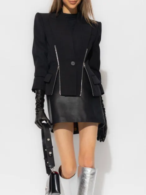 Women’s Black Double Zip Blazer Jacket