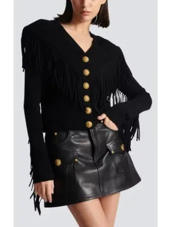 Women’s Buttoned Fringed Knit Cardigan