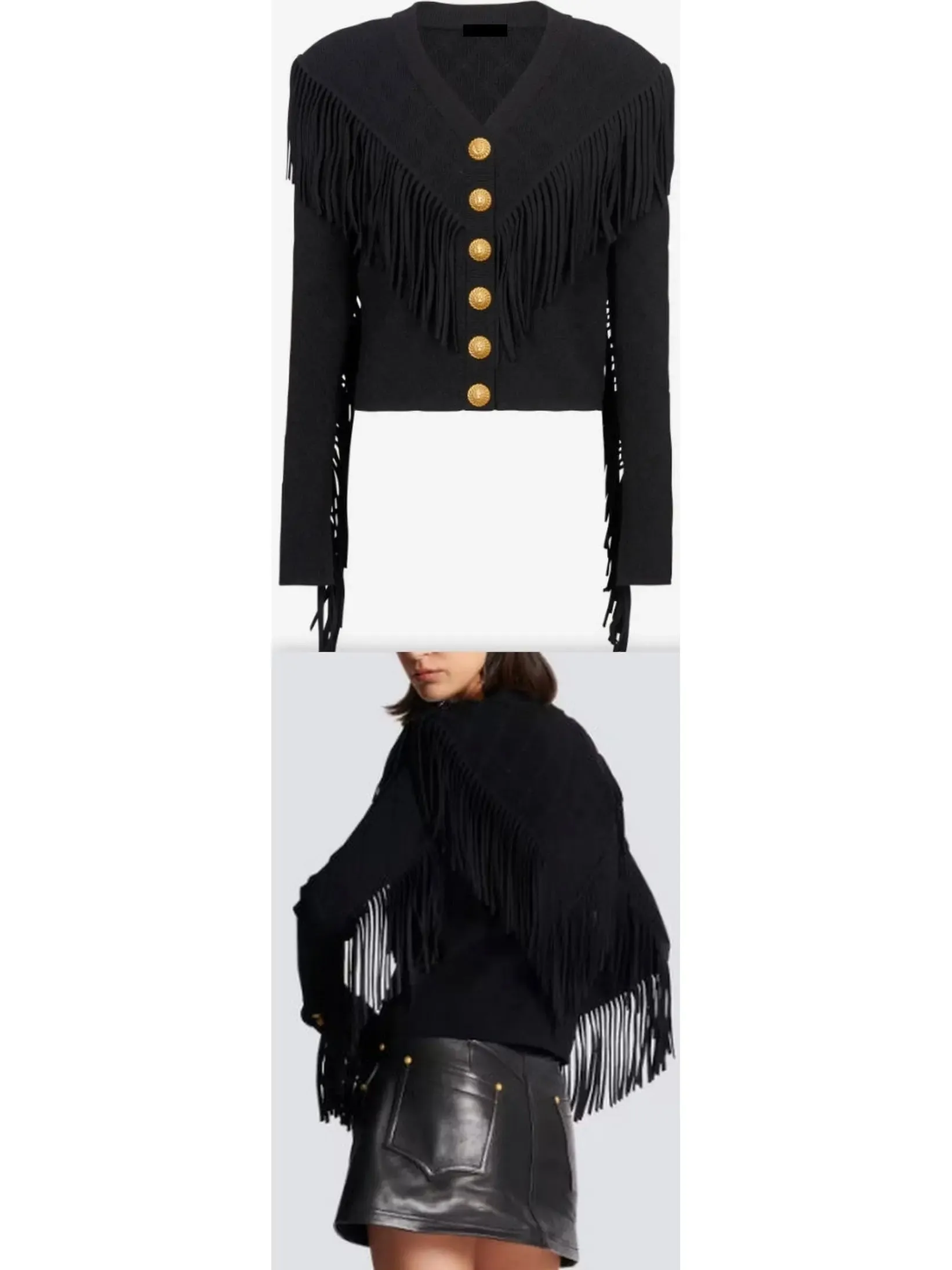 Women’s Buttoned Fringed Knit Cardigan