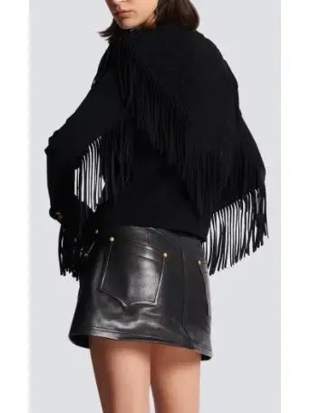 Women’s Buttoned Fringed Knit Cardigan