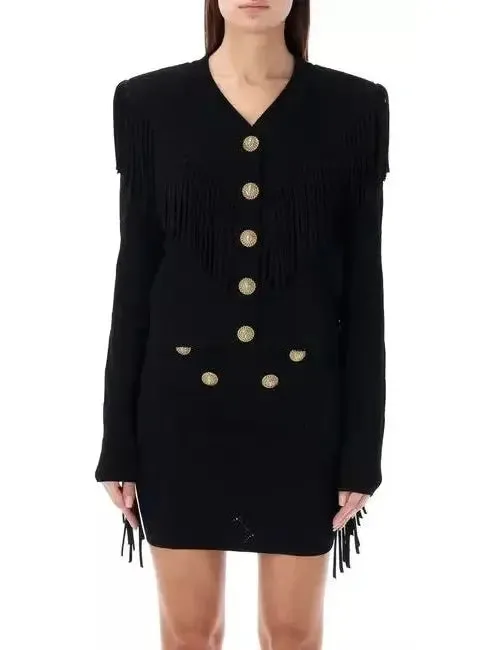 Women’s Buttoned Fringed Knit Cardigan