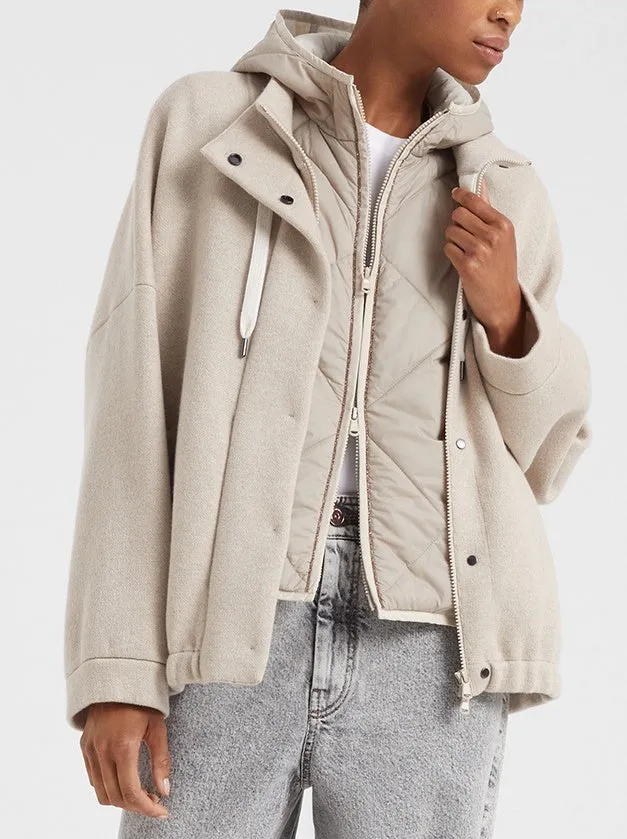 Women’s Cashmere Double Knit Jacket and Detachable Padded Vest