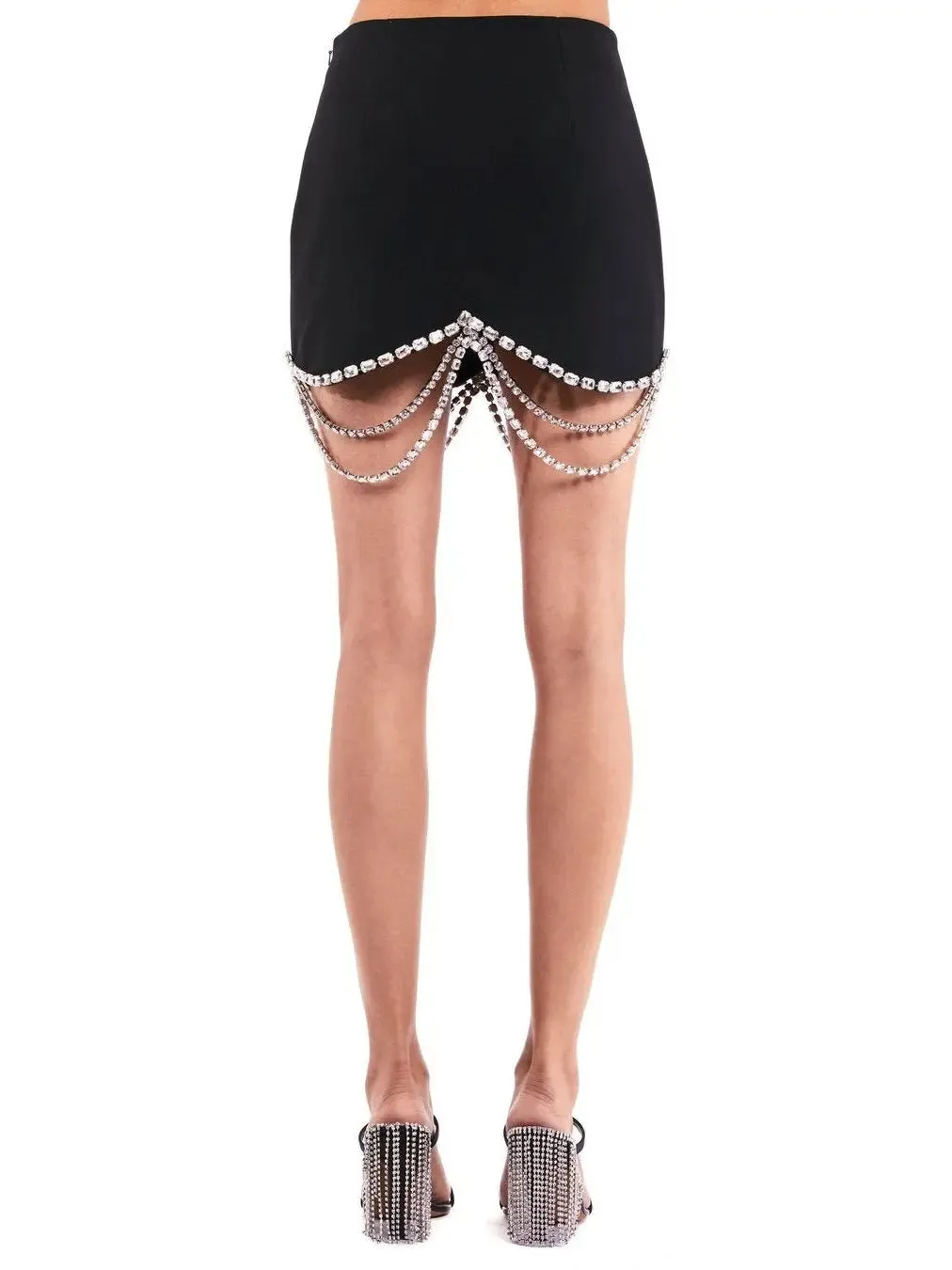 Women’s Draped Crystal Scallop Mini Skirt