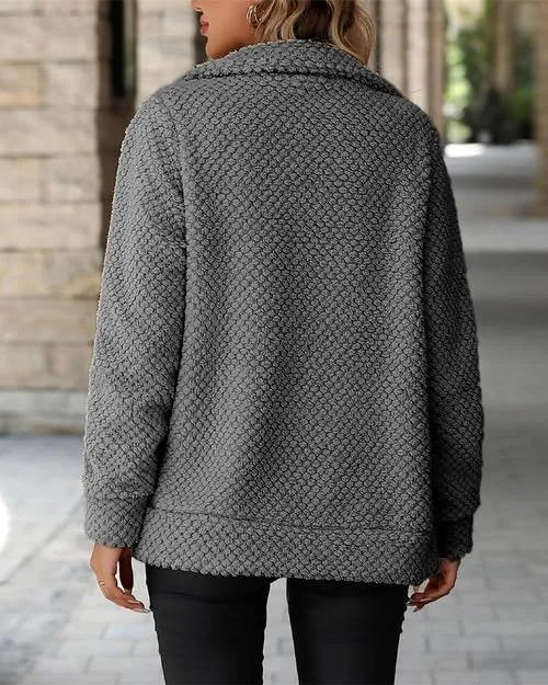 Women's Full Zip Stand Collar Fleece Sherpa Jacket with Pockets (S-5XL)