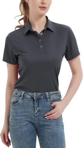 Women's Polo Shirts UPF 50  Casual Sun Protection Work Quick Dry 4 Buttons Short Sleeve Collared Golf Shirt XS-3XL