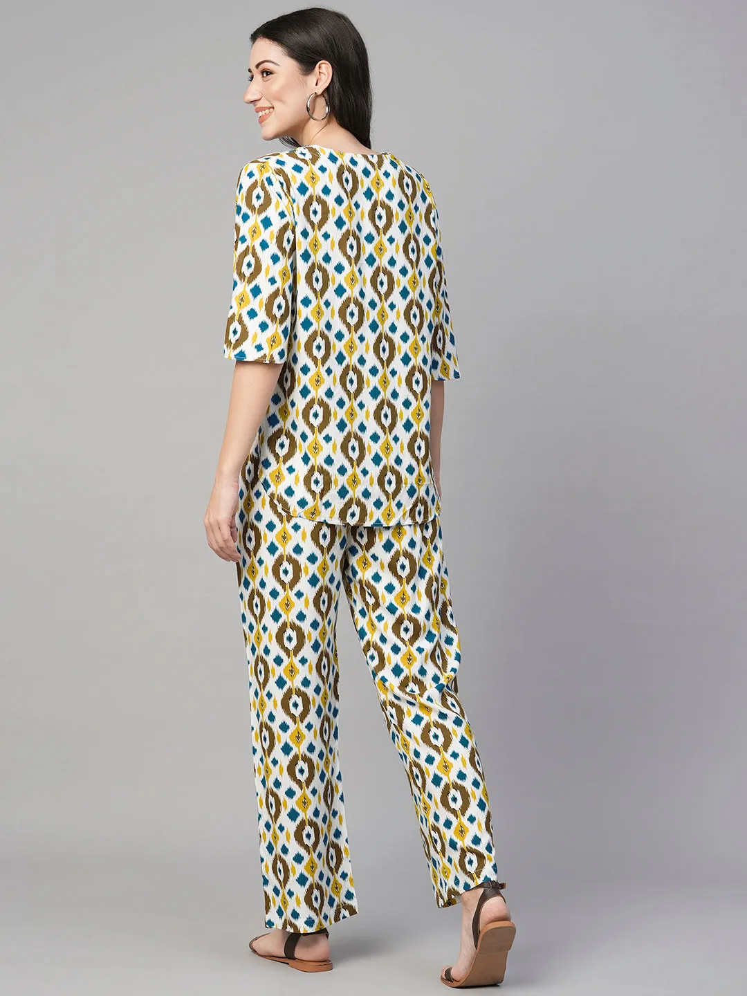 Women's Yellow Viscose Regular Fit Pyjama Suit