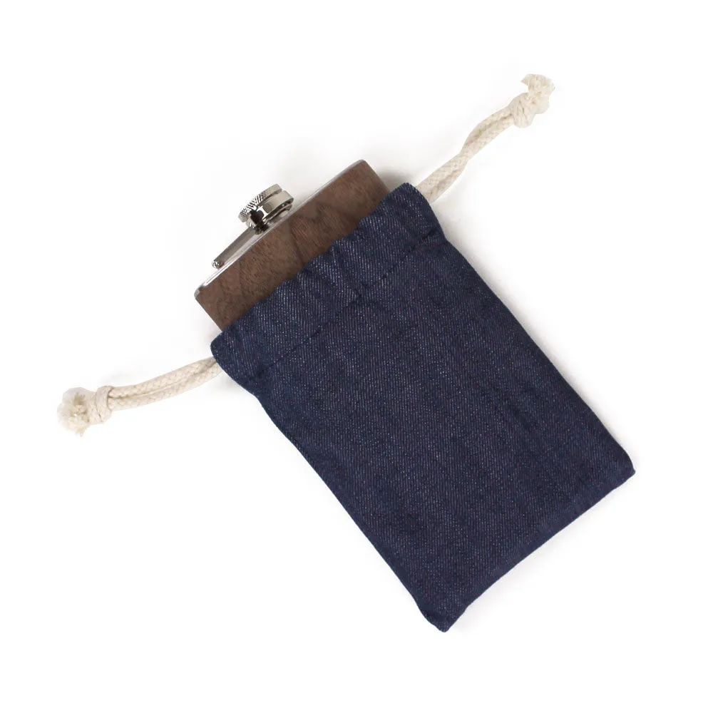 Wooden Flask with Denim Pouch